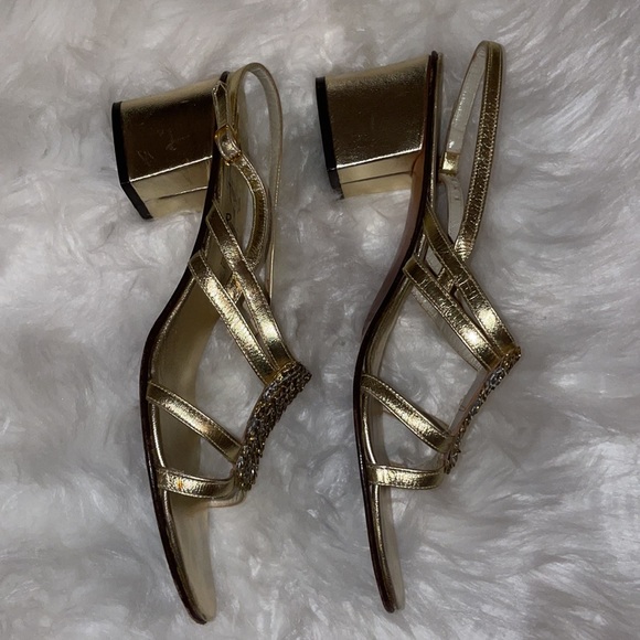 Vintage Amalfi Block Heels Size 9.5 Gold - Picture 4 of 9